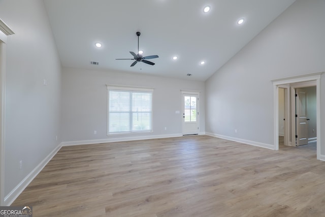 5704 Payton Pl, Lake Park, GA 31636 - unfurnished living room featuring light wood-style flooring, recessed lighting, baseboards, and ceiling fan
