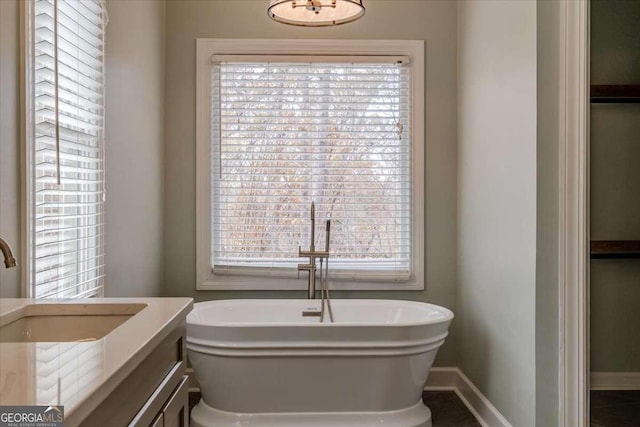 bathroom featuring vanity and a bathtub