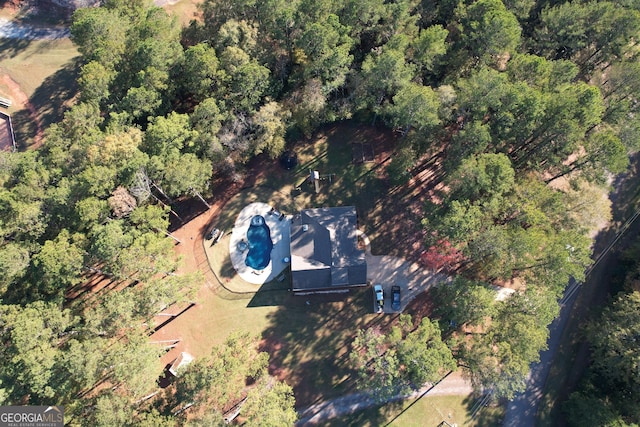 drone / aerial view with a forest view