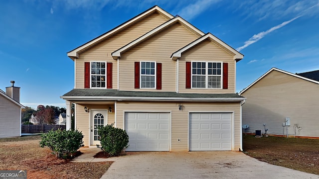 view of front property featuring a garage