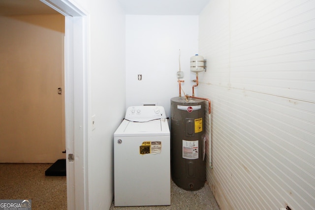 laundry area with electric water heater and washer / clothes dryer