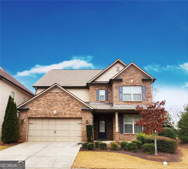 craftsman inspired home featuring a garage