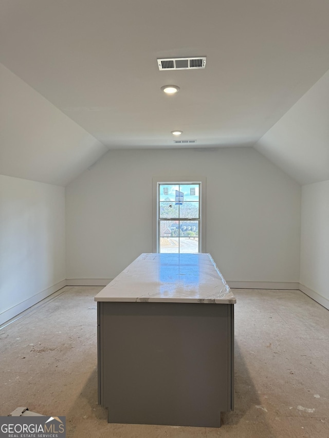 additional living space featuring vaulted ceiling