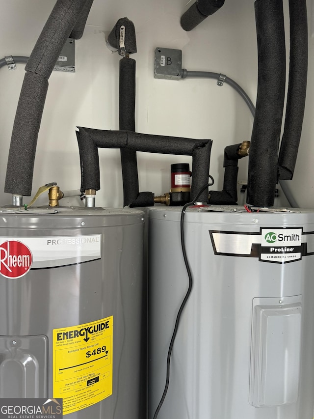 utility room featuring electric water heater