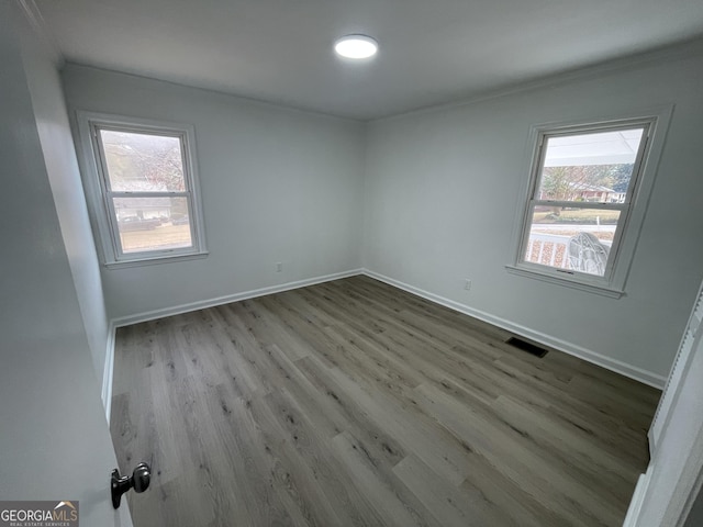 empty room with plenty of natural light and wood-type flooring