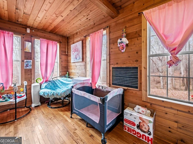 sunroom / solarium with wooden ceiling and beam ceiling