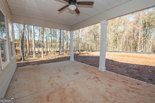 view of patio with ceiling fan