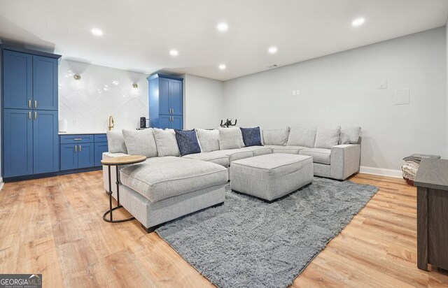 living room featuring light hardwood / wood-style flooring