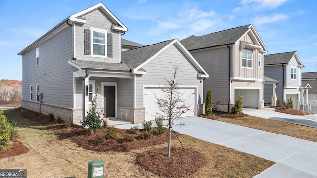 craftsman inspired home with a garage