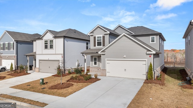 view of front of house with a garage and a front lawn