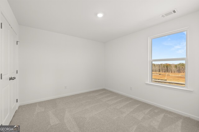 spare room with plenty of natural light and light colored carpet