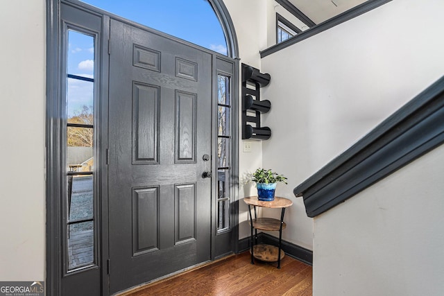 entrance foyer with dark wood-type flooring