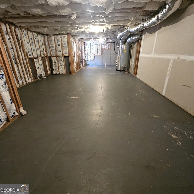 basement with water heater