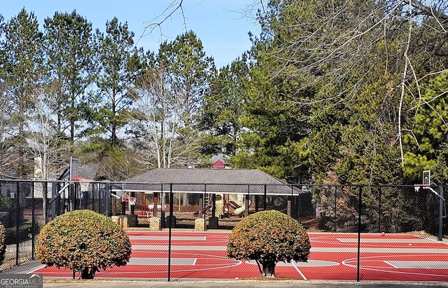 surrounding community featuring basketball court