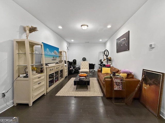 living room featuring dark hardwood / wood-style floors