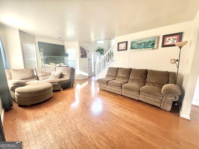 living room featuring light hardwood / wood-style flooring