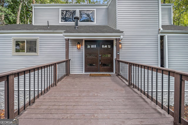 property entrance featuring french doors