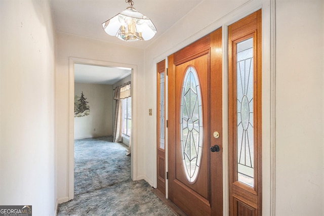 1228 Old Rockmart Rd SE, Silver Creek, GA 30173 - carpeted entryway with a chandelier