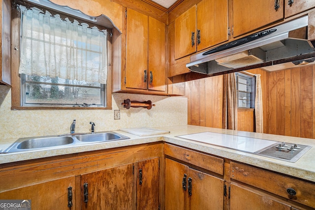 kitchen featuring sink and white cooktop