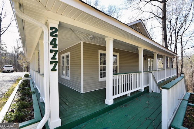 deck with a porch