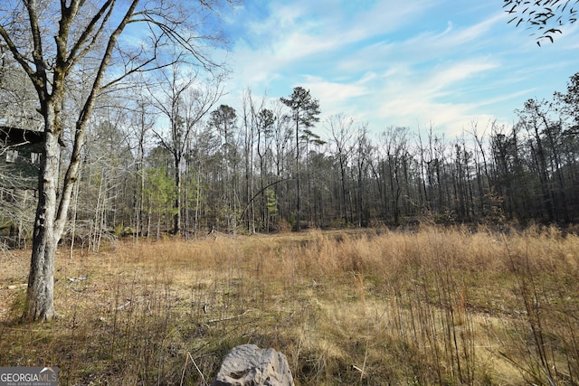 view of landscape featuring a wooded view