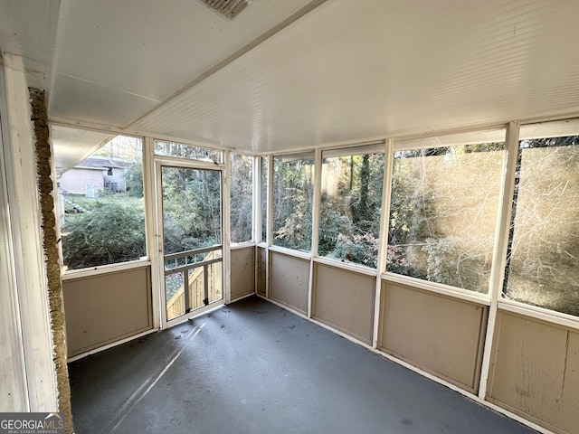 view of unfurnished sunroom