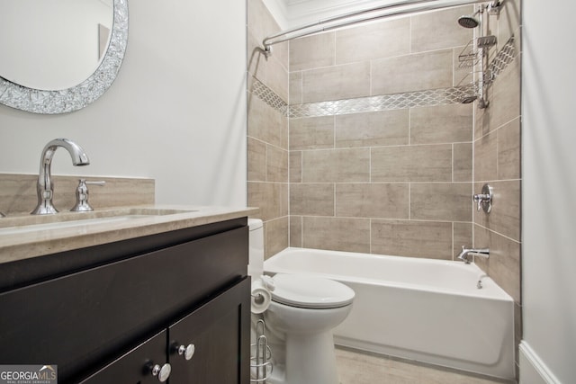 full bathroom featuring shower / bath combo, vanity, and toilet