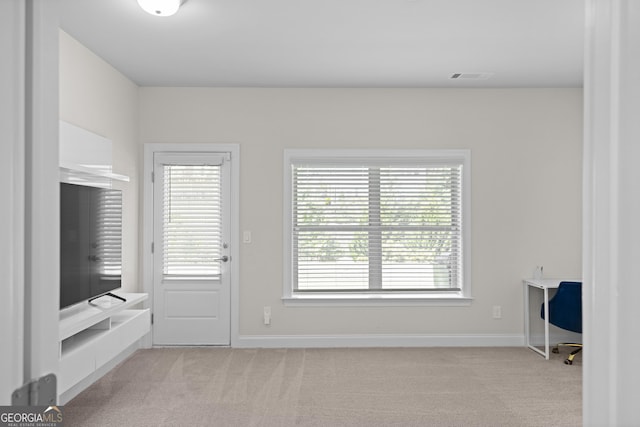 interior space with light colored carpet