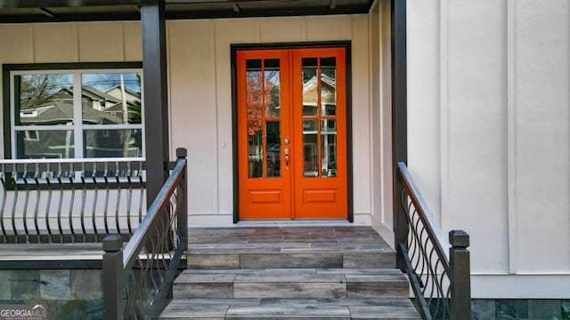 property entrance with french doors