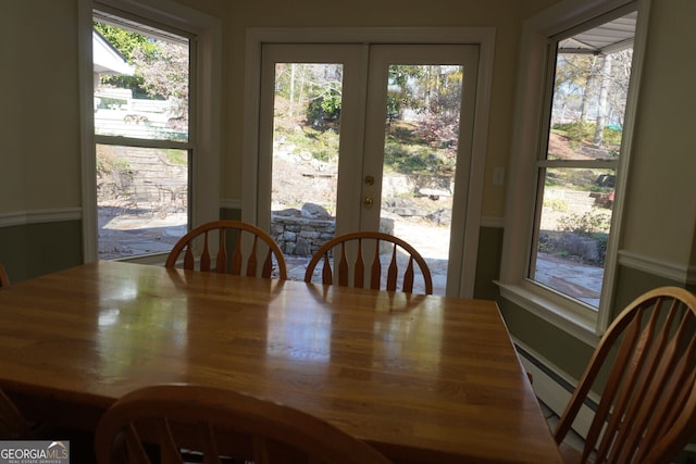 dining room featuring french doors