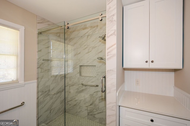 bathroom featuring walk in shower