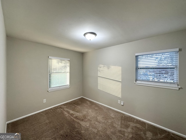 spare room featuring a wealth of natural light and carpet