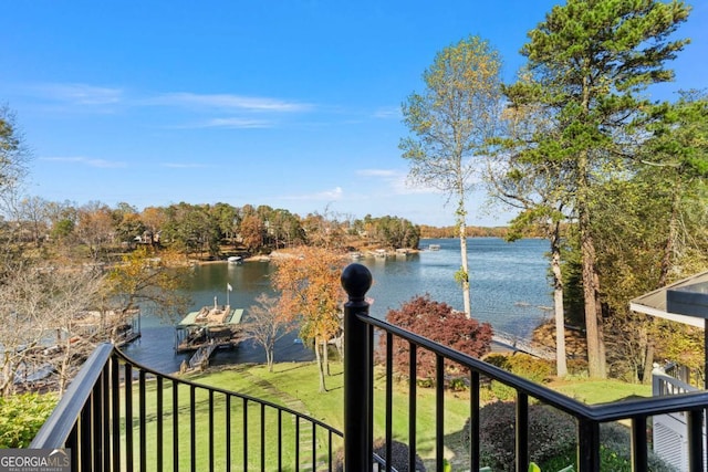 property view of water with a boat dock