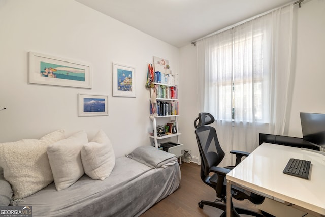 office featuring dark hardwood / wood-style flooring and a wealth of natural light