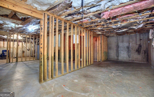 basement featuring gas water heater