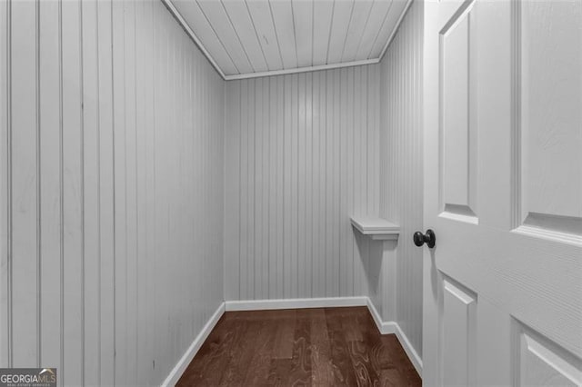 spacious closet with dark wood-type flooring