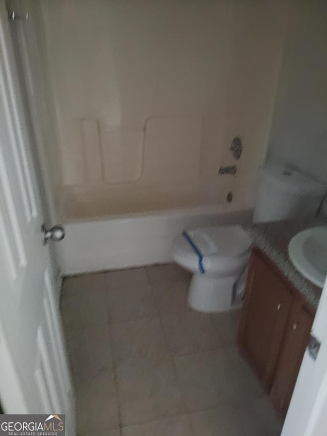 full bathroom with tile patterned floors, vanity, toilet, and bathing tub / shower combination