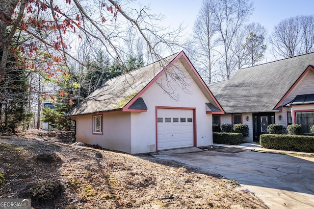 exterior space featuring a garage