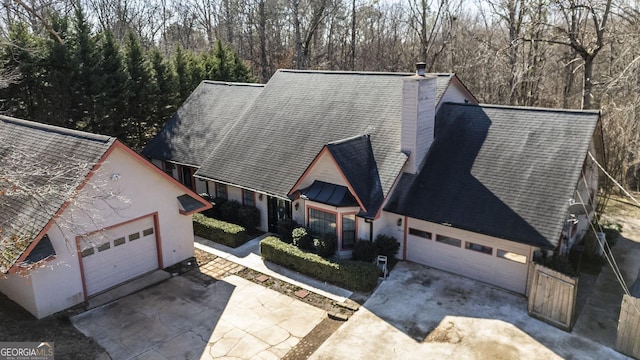 view of front of property with a garage