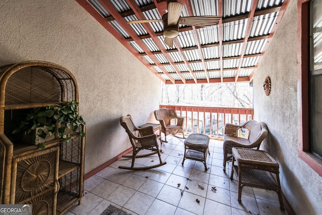 balcony featuring a pergola