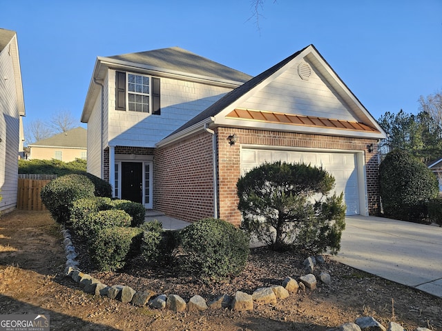 view of front facade with a garage