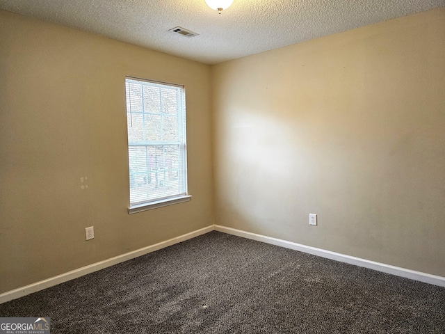 spare room featuring carpet flooring and a textured ceiling