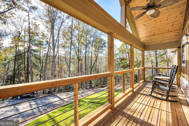 deck with ceiling fan