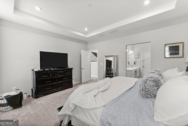 bedroom with a crib, carpet floors, and ceiling fan