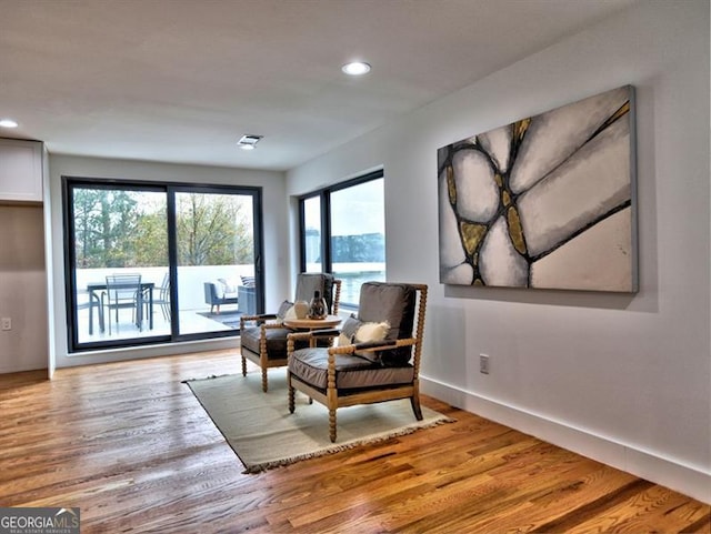 sitting room featuring hardwood / wood-style floors