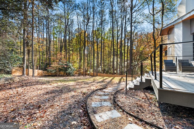 view of yard featuring a deck