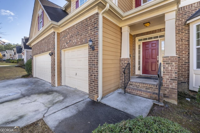 entrance to property with a garage