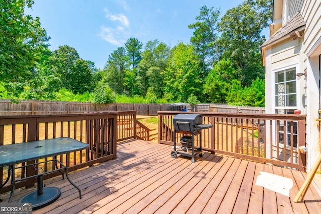 deck featuring area for grilling