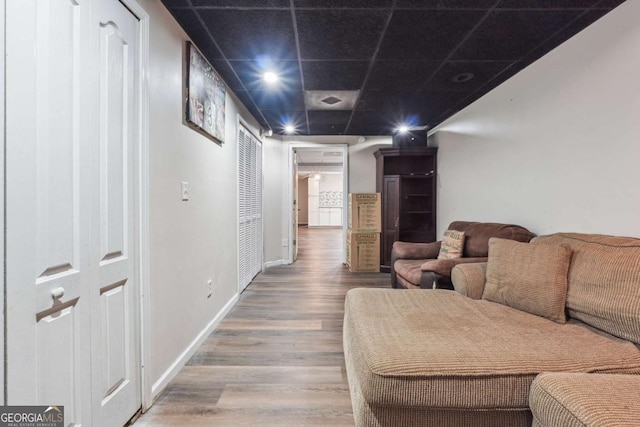 living room with hardwood / wood-style flooring