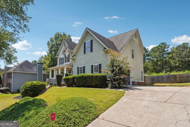 view of front property with a front yard